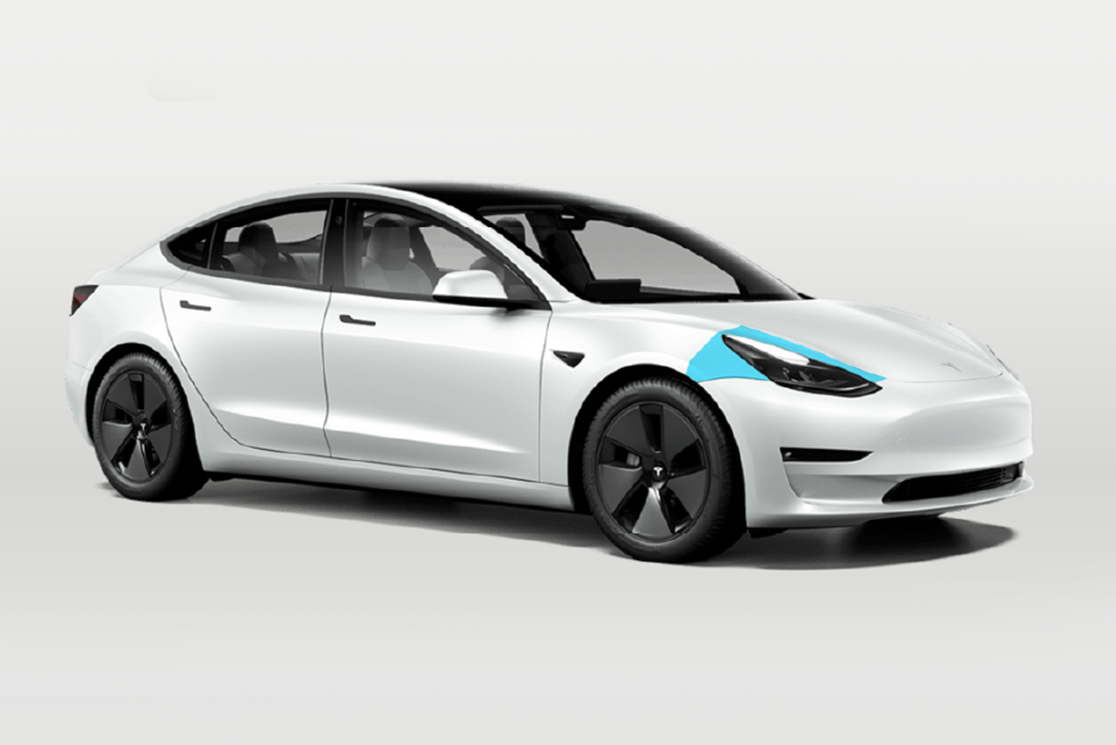 Tesla Model 3 Partial Fender Individual Defense+™ Paint Protection Film by Drive Protected
