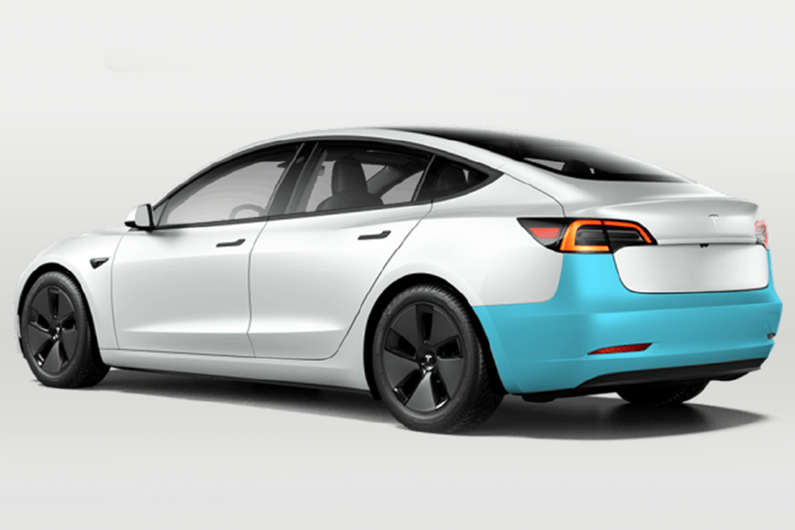 Tesla Model 3 Rear Bumper Individual Defense+™ Paint Protection Film by Drive Protected