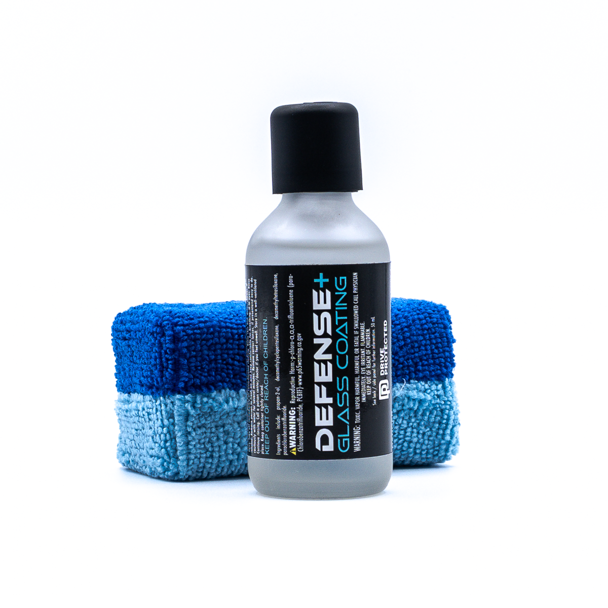 Bottle of Defense+ Glass Coating by Drive Protected