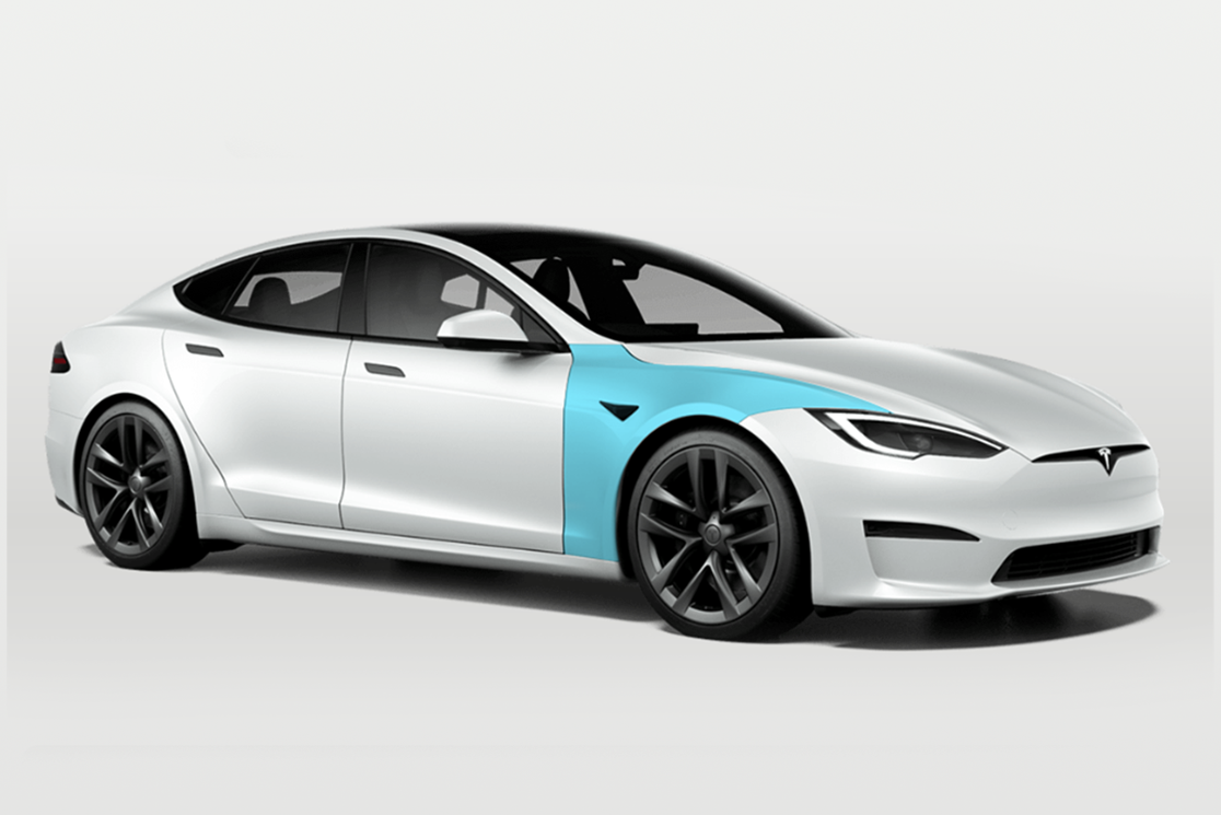 Tesla Model S Full Fender Individual Defense+™ Paint Protection Film by Drive Protected