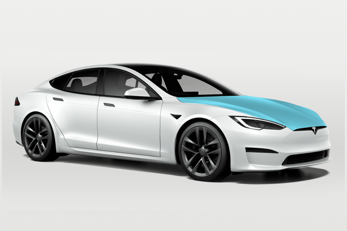 Tesla Model S Full Hood Individual Defense+™ Paint Protection Film by Drive Protected