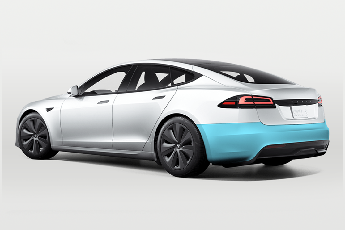 Tesla Model S Rear Bumper Individual Defense+™ Paint Protection Film by Drive Protected