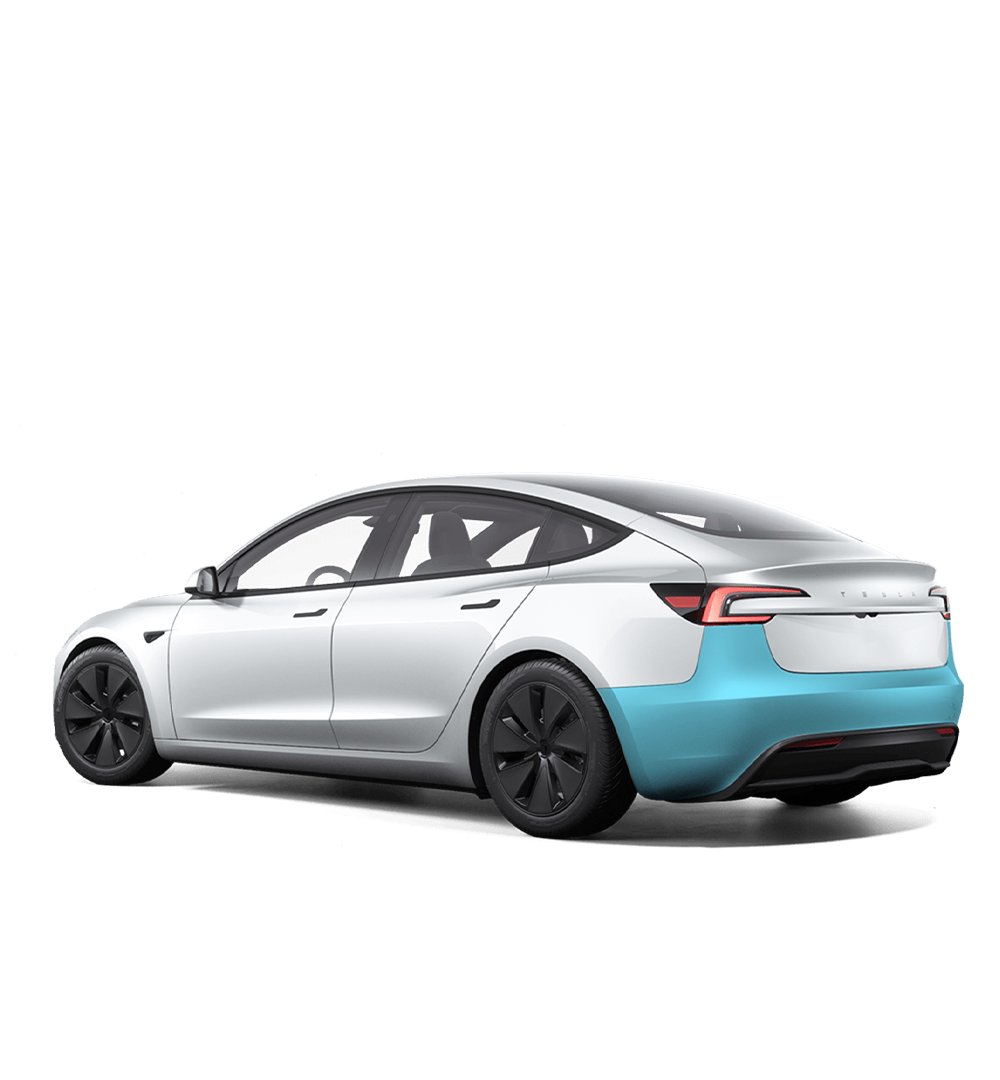 Tesla Model 3 Highland Rear Bumper Individual Defense+™ Paint Protection Film - Drive Protected