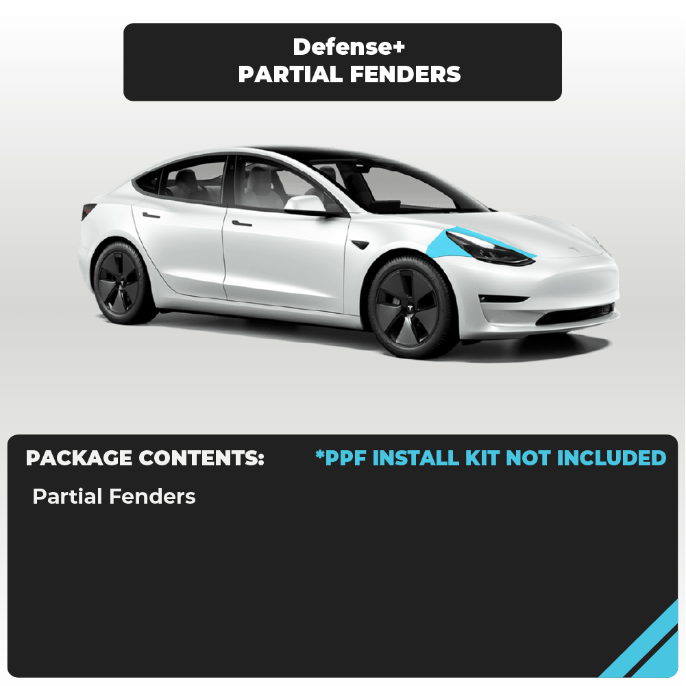 Tesla Model 3 Partial Fender Individual Defense+™ Paint Protection Film - Drive Protected