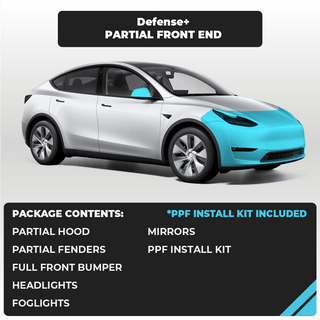 Tesla Model Y Partial Front End Defense+™ Paint Protection Film - Drive Protected