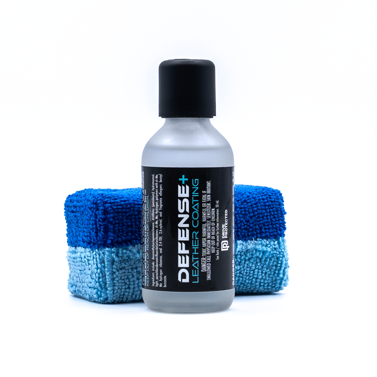 Bottle of Defense+ Leather Coating by Drive Protected