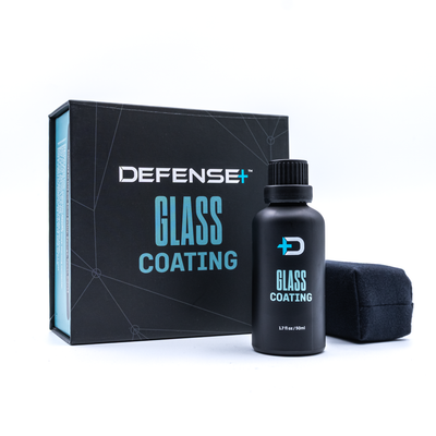 Defense+ glass coating product with packaging on a white background