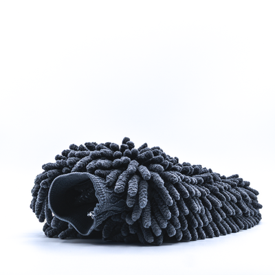 Gray wash mitt on a white background
