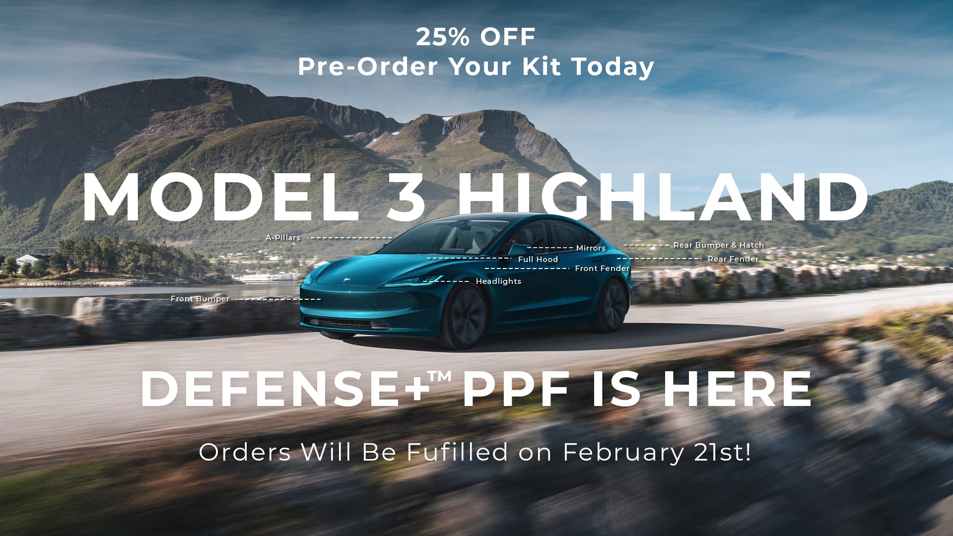 For Tesla Model 3 Highland 2024 Front Bumper Precut Paint Protection Film  PPF
