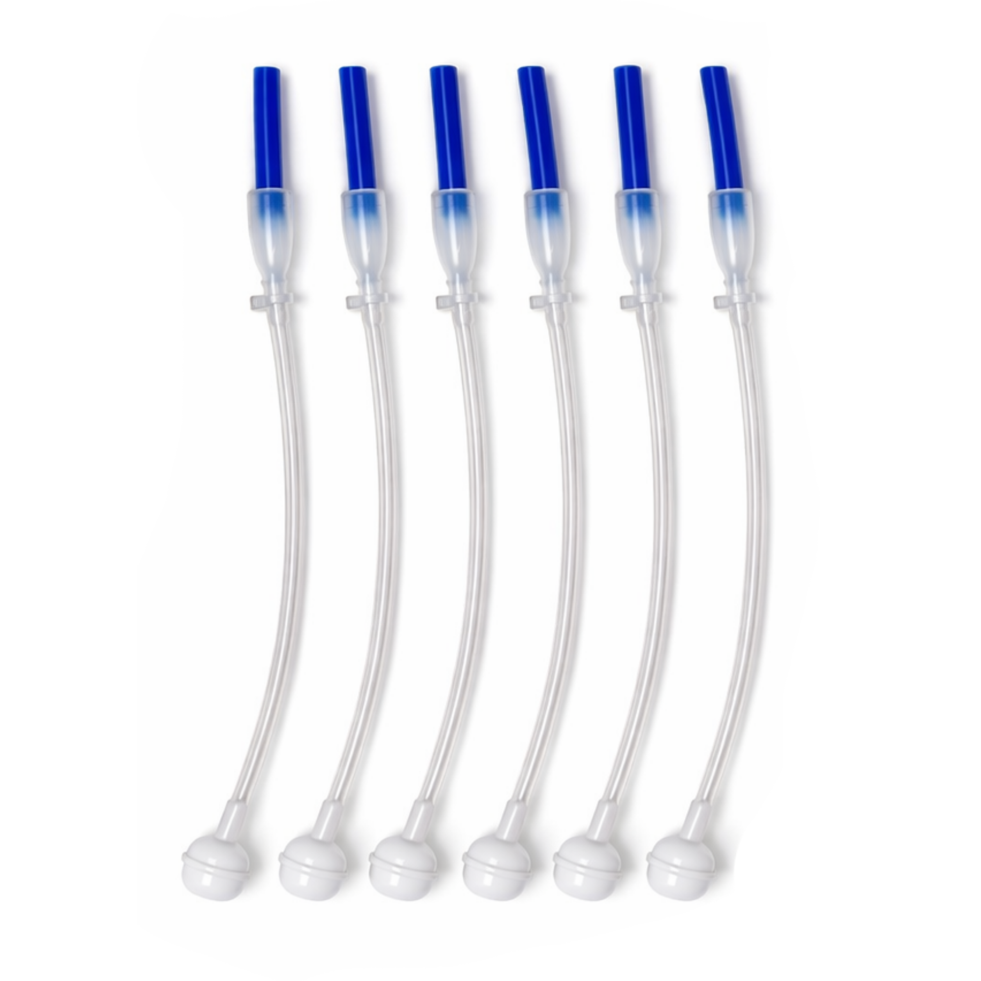 Six Tilted Spray Tubes on a white background