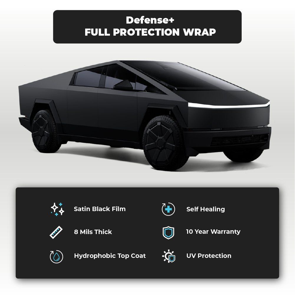 Tesla Cyber Truck Satin Black Full Defense+™ Paint Protection Film Wrap - Drive Protected