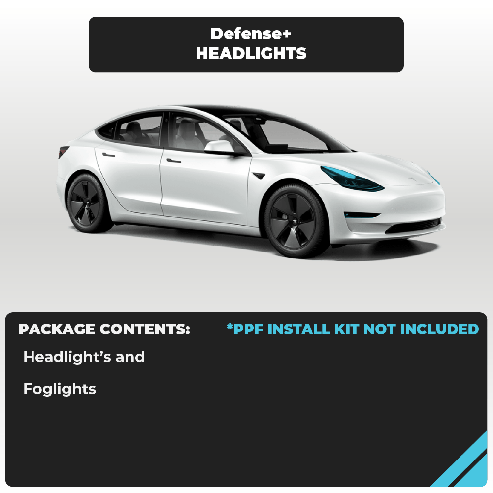 Tesla Model 3 Headlights and Fog Lights Defense+™️ Paint Protection Film - Drive Protected