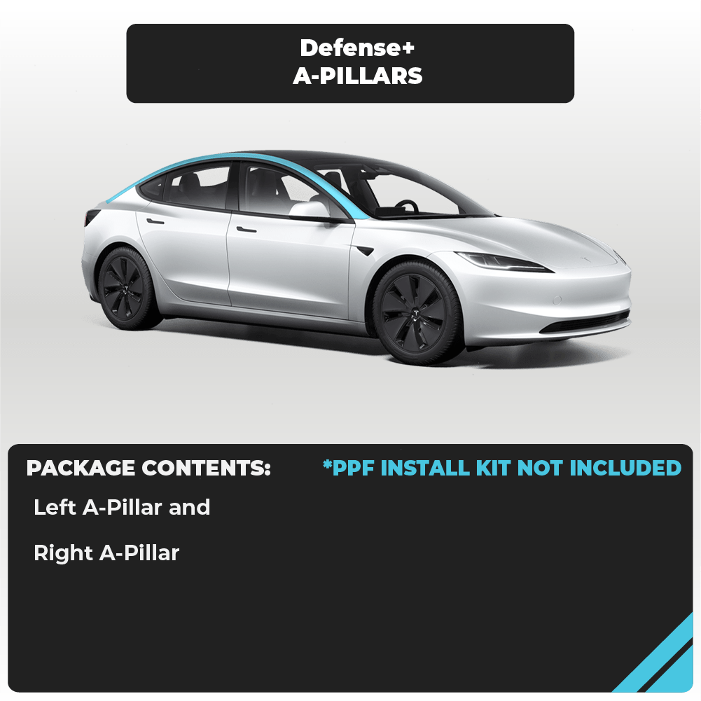 Tesla Model 3 Highland A-Pillar Set Individual Defense+™ Paint Protection Film - Drive Protected