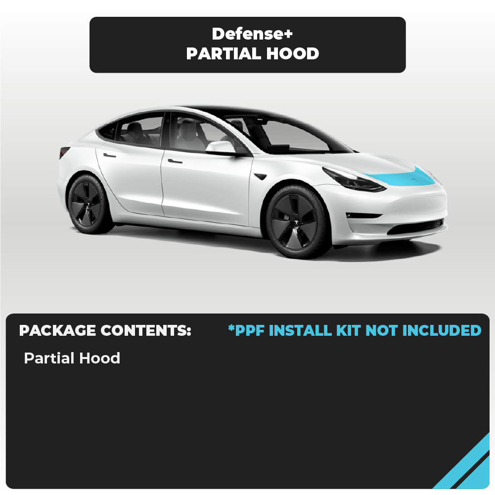 Tesla Model 3 Partial Hood Individual Defense+™ Paint Protection Pattern - Drive Protected
