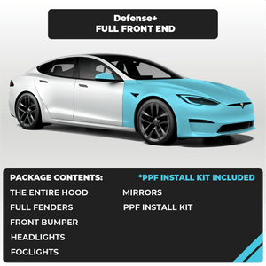 Tesla Model S Full Front End Defense+™ Paint Protection Film - Drive Protected