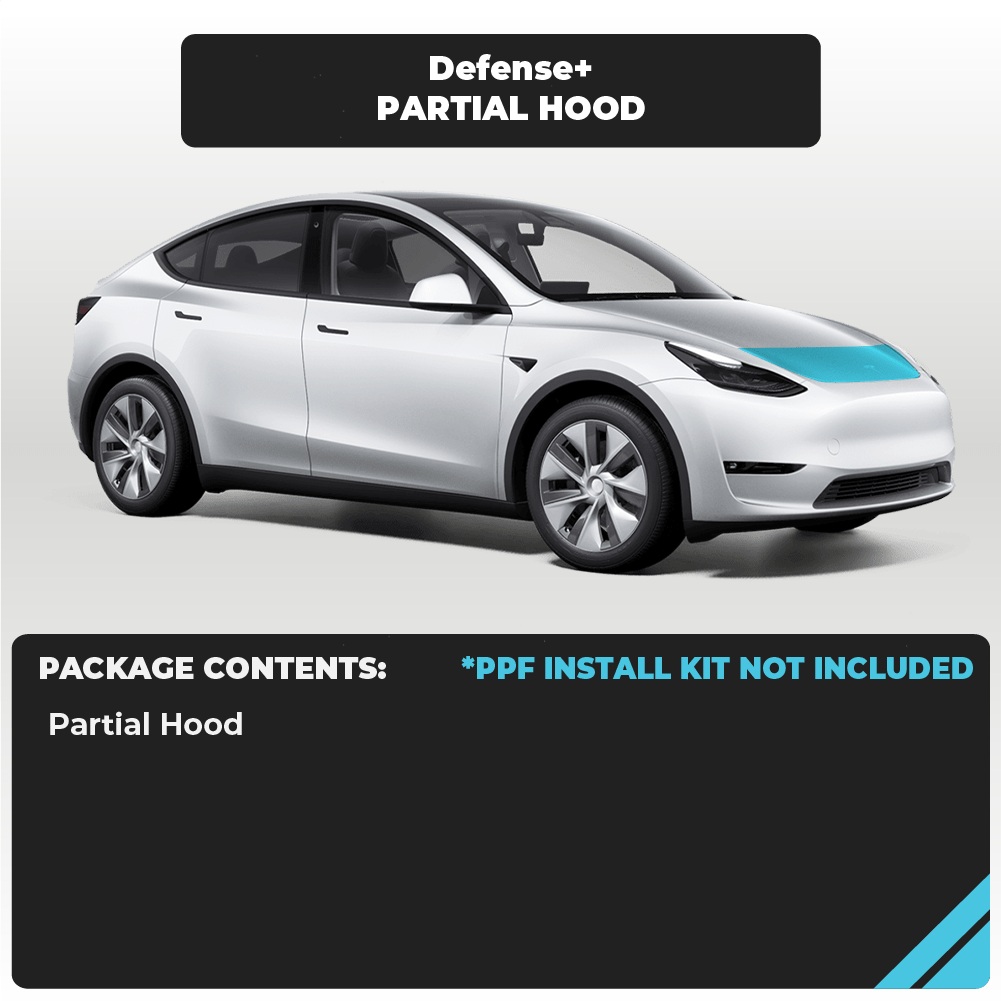 Tesla Model Y Partial Hood Individual Defense+™ Paint Protection Pattern - Drive Protected