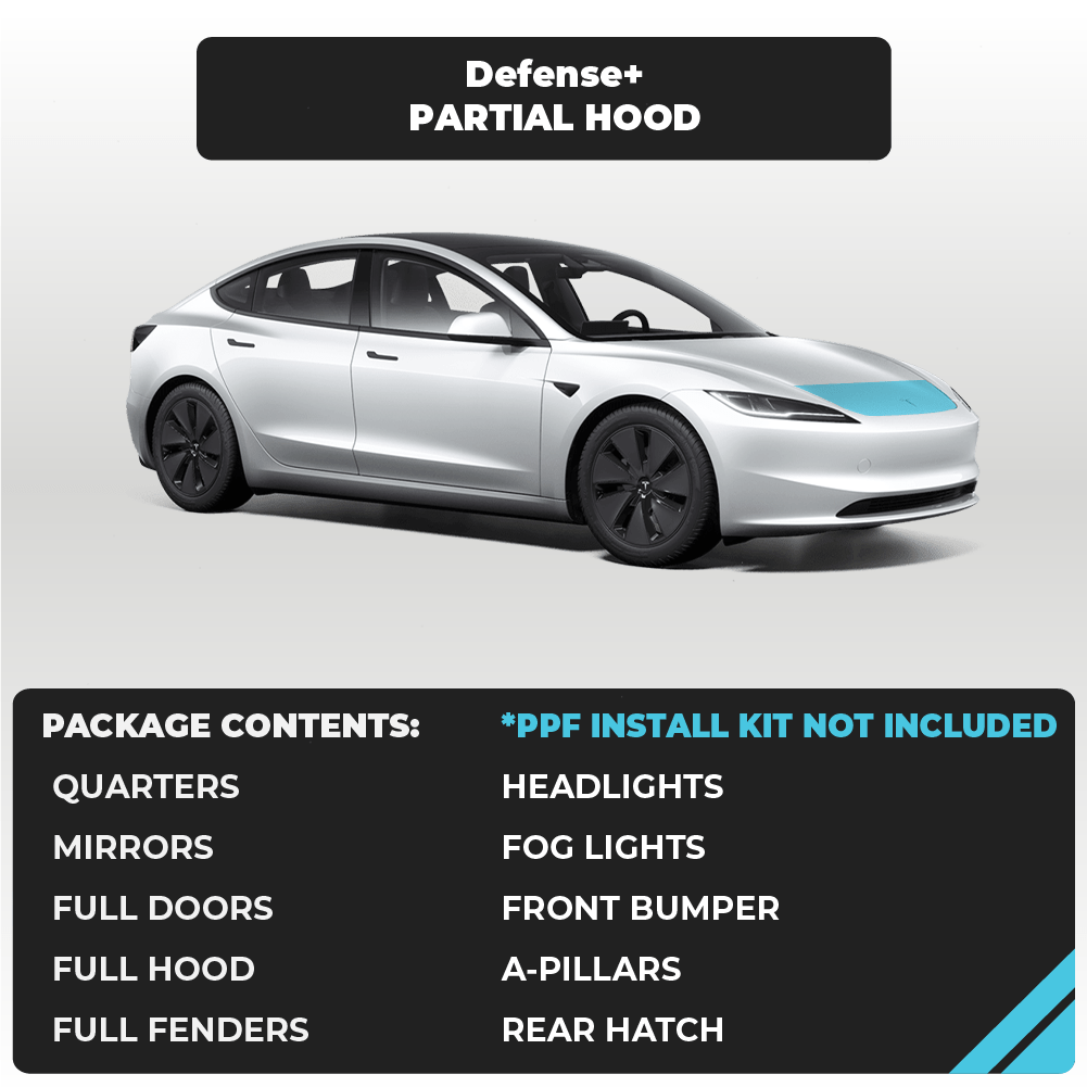 Tesla Partial Hood Individual Defense+™ Paint Protection Pattern - Drive Protected